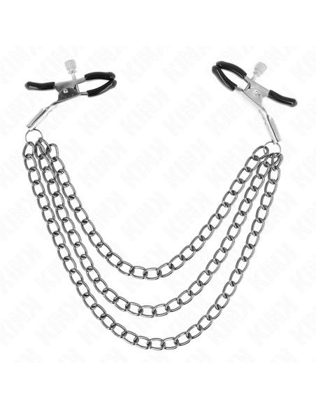 KINK PINZAS PARA PEZONES CON TRIPLE CADENA NEGRO 20 23 28 CM