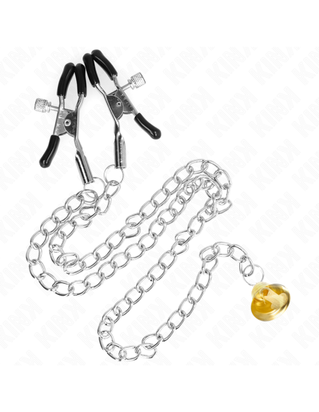 KINK PINZAS PARA PEZONES CON CAMPANA CASCABEL DORADO Y CADENA 30 CM