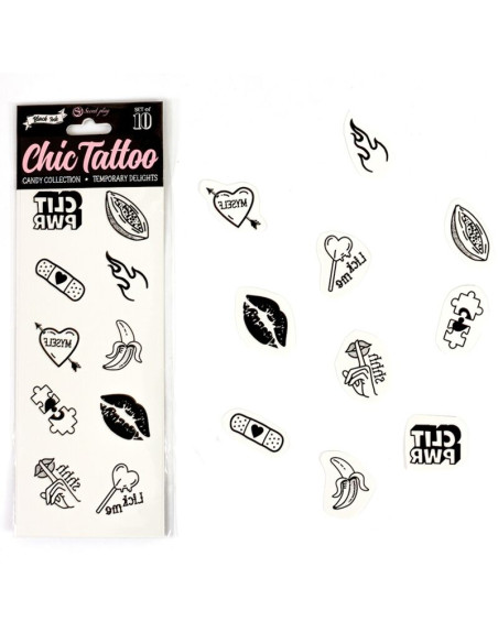 SECRET PLAY SET DE 10 TATTOOS TEMPORALES CANDY COLLECTION