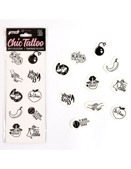 SECRET PLAY SET DE 10 TATTOOS TEMPORALES SPICY COLLECTION