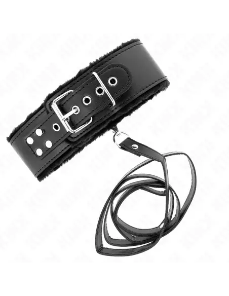 KINK COLLAR CON CORREA 116 CM CON TACHUELAS PLATEADAS MODELO 4 NEGRO AJUSTABLE 40 48 CM X 6 CM