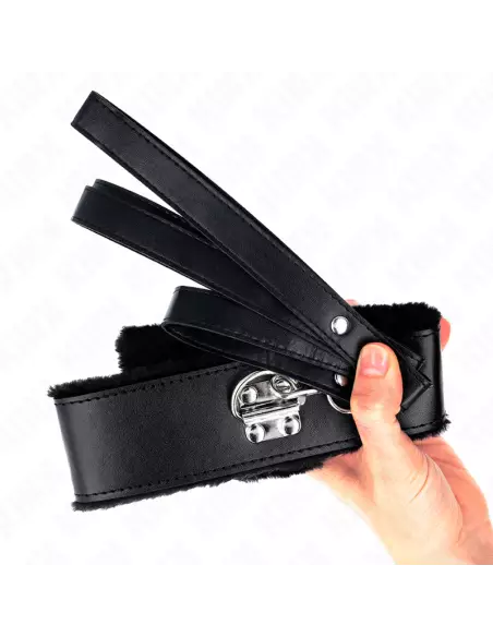 KINK COLLAR CON CORREA 116 CM CON TACHUELAS PLATEADAS MODELO 4 NEGRO AJUSTABLE 40 48 CM X 6 CM