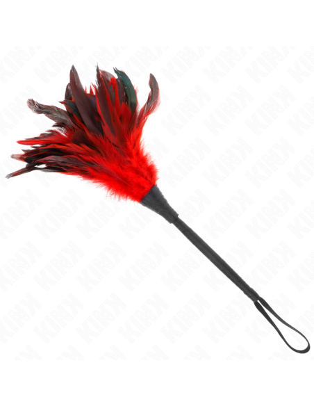 KINK PLUMAS DE POLLO PARA COSQUILLAS CON FORMA CUERNO DE CRIADA ROJO 36 CM