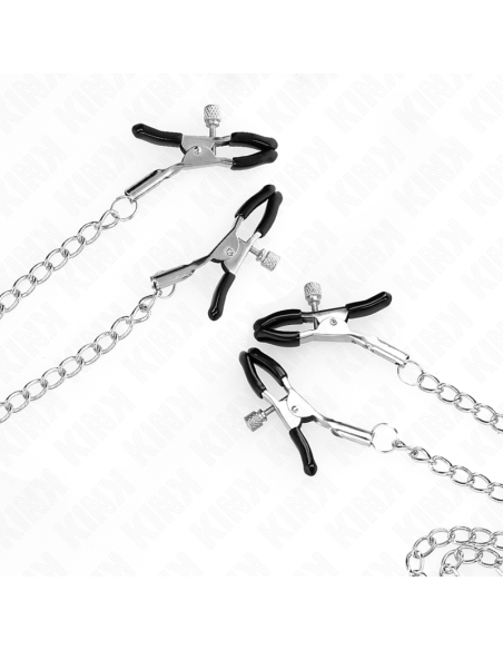 KINK PINZAS PARA PEZONES Y CLATORIS 4 ENGANCHES AJUSTABLE PLATEADO