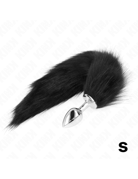 KINK PLUG ANAL TALLA S 7 X 3 CM CON COLA SINTATICA 40 CM NEGRO