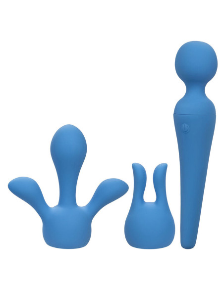 CALEXOTICS COUTURE KIT VIBRADOR WAND 10 VIBRACIONES AZUL
