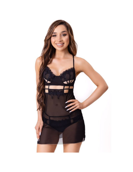 LIVCO CORSETTI FASHION MAIA 20247 BABYDOLL TANGA NEGRO S M