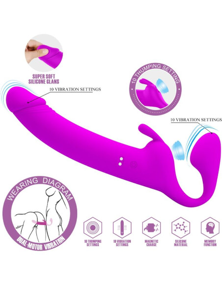 PRETTY LOVE ZANINI DILDO STRAP ON SIN ARNES 10 VIBRACIONES MORADO PRETTY LOVE ZANINI DILDO STRAP ON SIN ARNES 10 VIBRACIONES MORADO