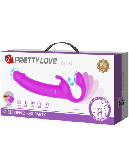 PRETTY LOVE ZANINI DILDO STRAP ON SIN ARNES 10 VIBRACIONES MORADO PRETTY LOVE ZANINI DILDO STRAP ON SIN ARNES 10 VIBRACIONES MORADO