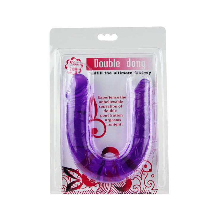 BAILE DILDO DOBLE EN GELATINA FLEXIBLE LILA