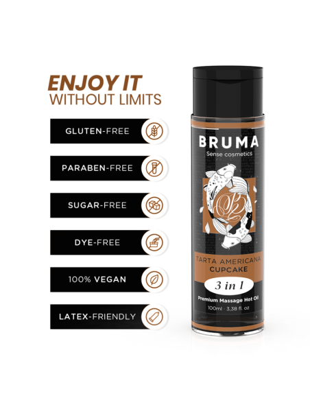 BRUMA ACEITE DE MASAJE PREMIUM EFECTO CALOR SABOR TARTA AMERICANA 3 EN 1 100 ML