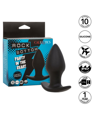CALEXOTICS ROCK BOTTOM PERFECT PLUG ANAL 10 VIBRACIONES SILICONA NEGRO
