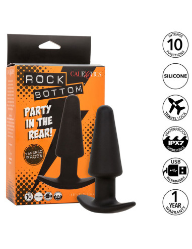 CALEXOTICS ROCK BOTTOM PLUG ANAL CONICO 10 VIBRACIONES SILICONA NEGRO