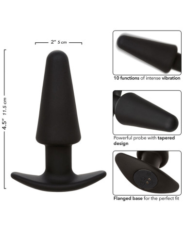 CALEXOTICS ROCK BOTTOM PLUG ANAL CONICO 10 VIBRACIONES SILICONA NEGRO