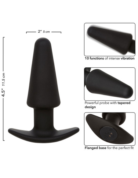 CALEXOTICS ROCK BOTTOM PLUG ANAL CONICO 10 VIBRACIONES SILICONA NEGRO CALEXOTICS ROCK BOTTOM PLUG ANAL CONICO 10 VIBRACIONES SILICONA NEGRO