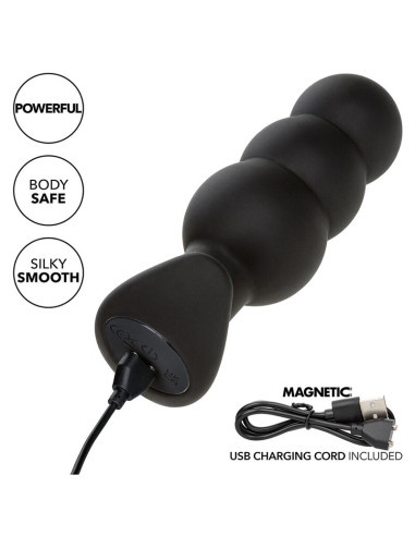 CALEXOTICS ROCK BOTTOM PLUG ANAL CON CUENTAS 10 VIBRACIONES SILICONA NEGRO