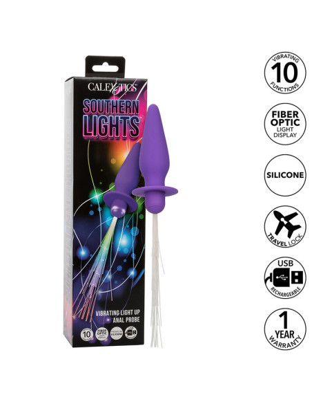 CALEXOTICS SOUTHERN LIGHTS LIGHT UP PLUG ANAL CON LUCES 10 VIBRACIONES SILICONA VIOLETA CALEXOTICS SOUTHERN LIGHTS LIGHT UP PLUG ANAL CON LUCES 10 VIBRACIONES SILICONA VIOLETA