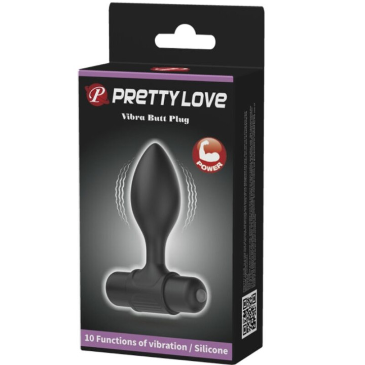 PRETTY LOVE VIBRA BUTT PLUG ANAL 10 VIBRACIONES NEGRO