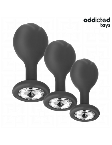 ADDICTED TOYS SET DE 3 PLUG SILICONA ANAL CON JOYA