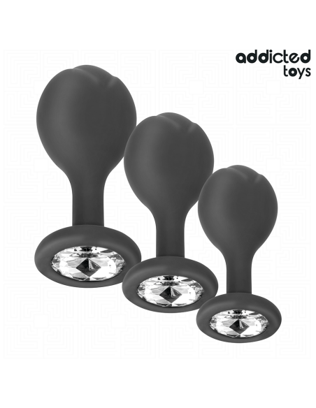 ADDICTED TOYS SET DE 3 PLUG SILICONA ANAL CON JOYA