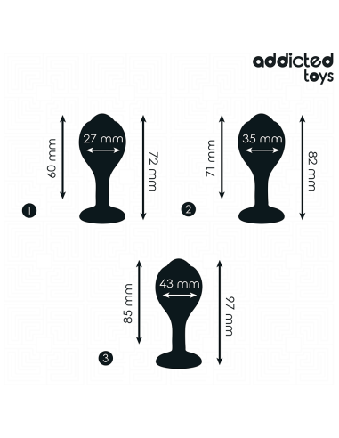ADDICTED TOYS SET DE 3 PLUG SILICONA ANAL CON JOYA