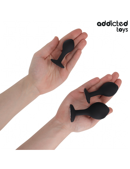 ADDICTED TOYS SET DE 3 PLUG SILICONA ANAL CON JOYA