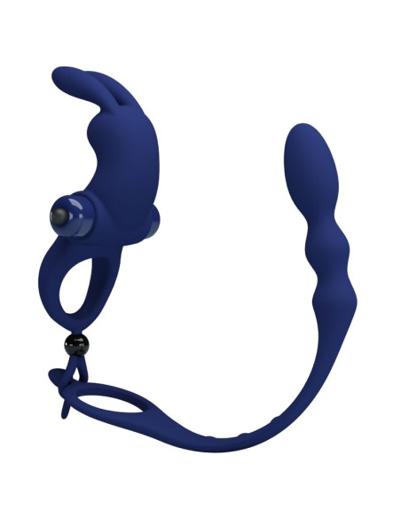 PRETTY LOVE AYAD ANILLO VIBRADOR RABBIT CON PLUG AZUL
