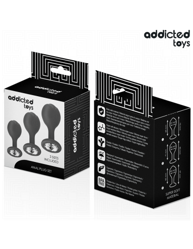 ADDICTED TOYS SET DE 3 PLUG SILICONA ANAL CON JOYA