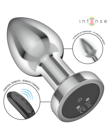 INTENSE PLUG ANAL 10 VIBRACIONES METAL CON CONTROL REMOTO M