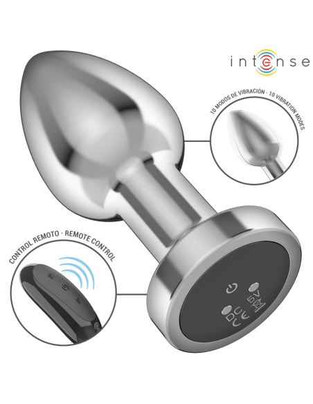 INTENSE PLUG ANAL 10 VIBRACIONES METAL CON CONTROL REMOTO M