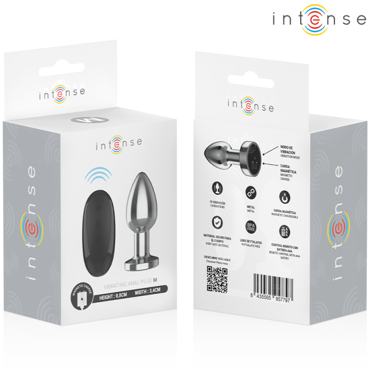 INTENSE PLUG ANAL 10 VIBRACIONES METAL CON CONTROL REMOTO M