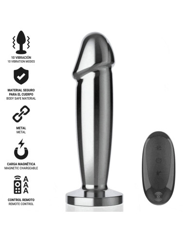 INTENSE PLUG ANAL 10 VIBRACIONES METAL EN FORMA DE DILDO CON CONTROL REMOTO S