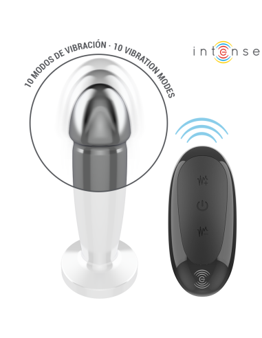 INTENSE PLUG ANAL 10 VIBRACIONES METAL EN FORMA DE DILDO CON CONTROL REMOTO S