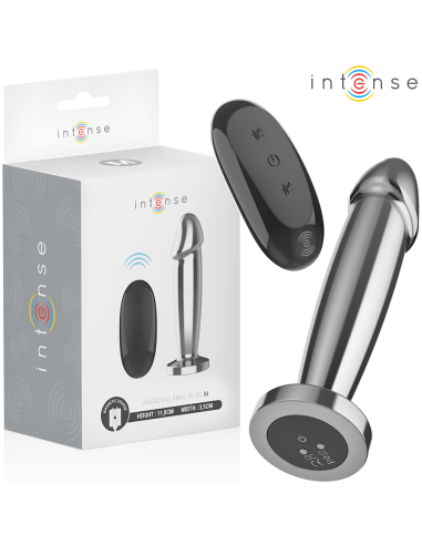 INTENSE PLUG ANAL 10 VIBRACIONES METAL EN FORMA DE DILDO CON CONTROL REMOTO M