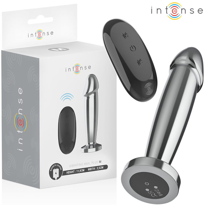 INTENSE PLUG ANAL 10 VIBRACIONES METAL EN FORMA DE DILDO CON CONTROL REMOTO M