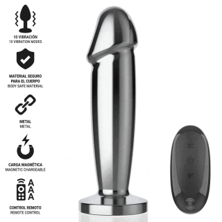 INTENSE PLUG ANAL 10 VIBRACIONES METAL EN FORMA DE DILDO CON CONTROL REMOTO M