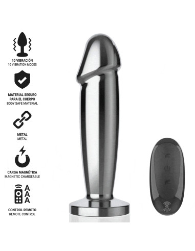 INTENSE PLUG ANAL 10 VIBRACIONES METAL EN FORMA DE DILDO CON CONTROL REMOTO M
