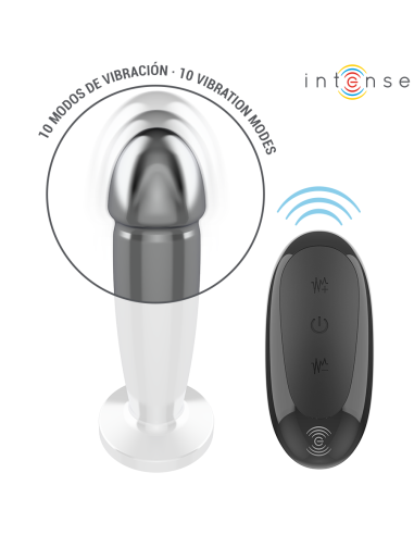INTENSE PLUG ANAL 10 VIBRACIONES METAL EN FORMA DE DILDO CON CONTROL REMOTO M