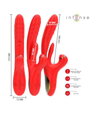 INTENSE ROSALIA VIBRADOR MULTIFUNCION 3 EN 1 ROJO