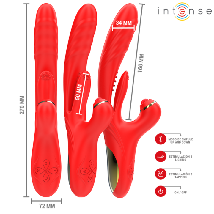 INTENSE ROSALIA VIBRADOR MULTIFUNCION 3 EN 1 ROJO