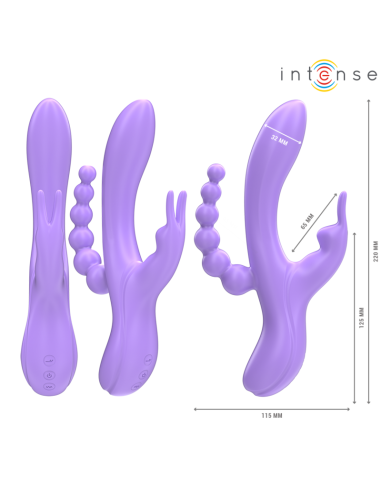 INTENSE MIKO TRIPLE VIBRADOR RABBIT ESTIMULADOR ANAL 7 VIBRACIONES MORADO