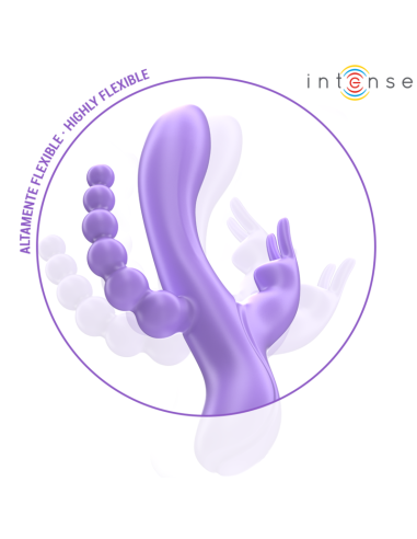INTENSE MIKO TRIPLE VIBRADOR RABBIT ESTIMULADOR ANAL 7 VIBRACIONES MORADO