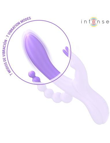 INTENSE MIKO TRIPLE VIBRADOR RABBIT ESTIMULADOR ANAL 7 VIBRACIONES MORADO