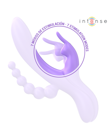 INTENSE MIKO TRIPLE VIBRADOR RABBIT ESTIMULADOR ANAL 7 VIBRACIONES MORADO