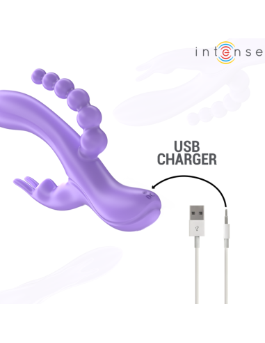 INTENSE MIKO TRIPLE VIBRADOR RABBIT ESTIMULADOR ANAL 7 VIBRACIONES MORADO