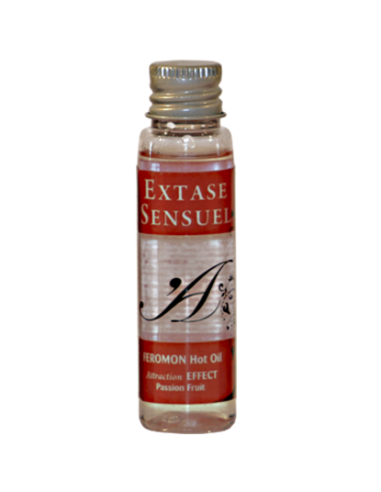 EXTASE SENSUAL ACEITE MASAJE EFECTO CALOR CON FEROMONAS FRUTA DE LA PASION VIAJE 35 ML