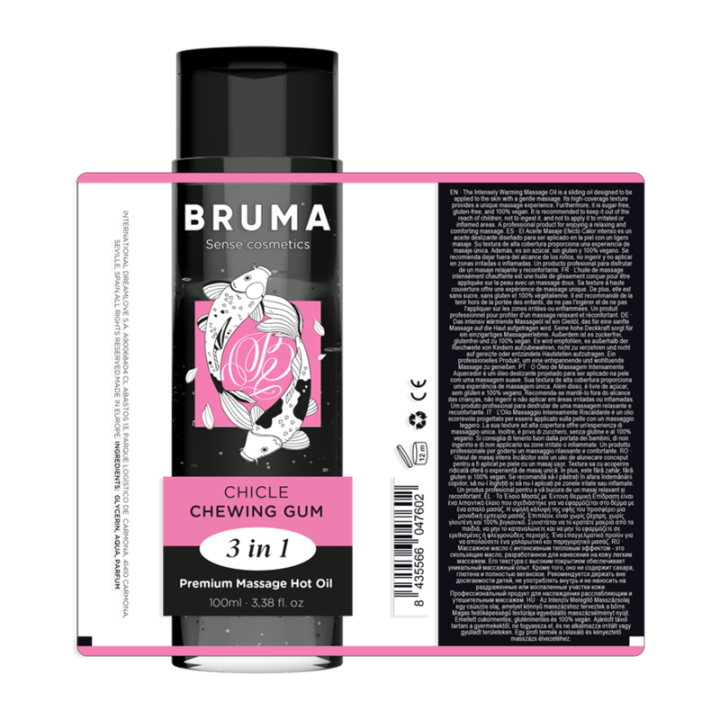 BRUMA ACEITE DE MASAJE PREMIUM EFECTO CALOR SABOR CHICLE 3 EN 1 100 ML