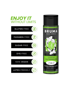 BRUMA ACEITE DE MASAJE PREMIUM EFECTO CALOR SABOR SANDIA 3 EN 1 100 ML