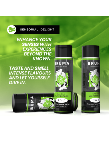 BRUMA ACEITE DE MASAJE PREMIUM EFECTO CALOR SABOR SANDIA 3 EN 1 100 ML