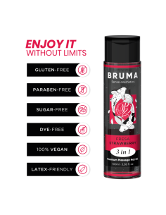 BRUMA ACEITE DE MASAJE PREMIUM EFECTO CALOR SABOR FRESA 3 EN 1 100 ML